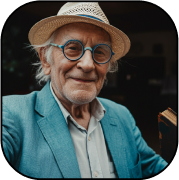 Subject photo containing an older gentleman in a hat and smiling